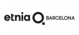 The image shows the etnia O. BARCELONA logo in black text on a white background. The O. is larger and bolder than the other letters.
