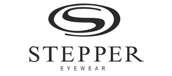 Stepper Eyewear logo featuring a bold, stylized S within an oval above the words STEPPER in large letters and EYEWEAR in smaller letters underneath, all in black on a white background.